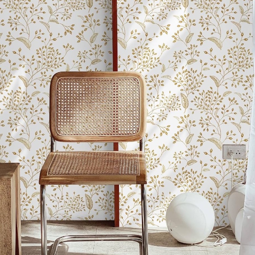 NEW- 2 White and Gold Peel and Stick Wallpaper Rolls